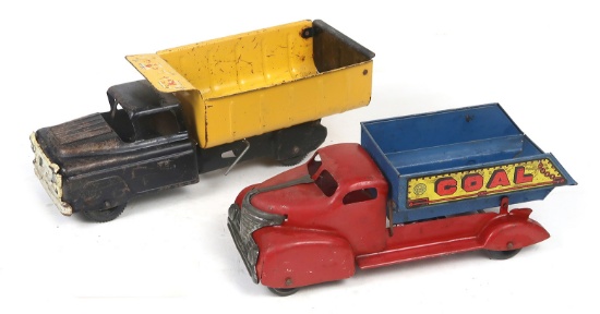 Marx Toys (2), Dump Truck c.1950s & Coal Dump Truck c.1940s, Both Pressed S