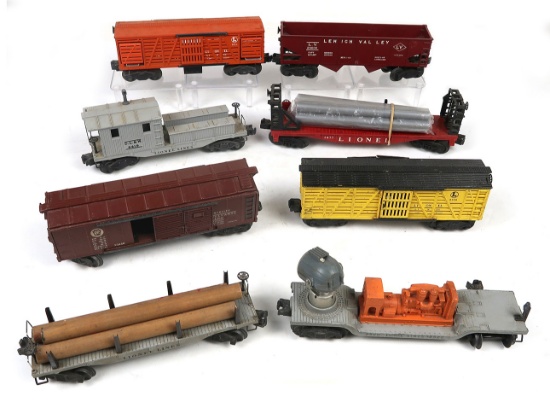 Toy Train (8), Postwar 6520 Searchlight Car, 6656 Live Stock Car, 61100 Aut