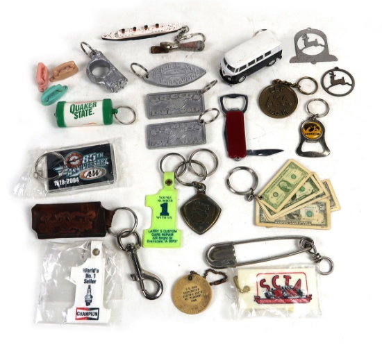 Automotive (24), Assorted Key Chains & Bottle Openers, Good to Fair cond, 5