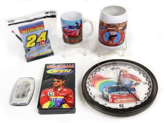 NASCAR (6), Jeff Gordon Die-Cut Desk Set, Jeff Gordon Wide Open VHS, Jeff G