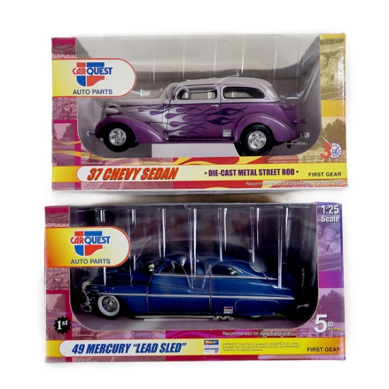 Toy Scale Models (2), CARQUEST 1949 Mercury "Lead Sled" & 1937 Chevy Sedan,