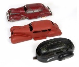 Metal Car Bodies (2), one w/trailer, well played with cond w/worn paint, ca
