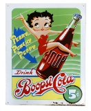 Boopsi Cola Nostalgic Sign, Tin Litho with Betty Boop, Good+ cond, 16