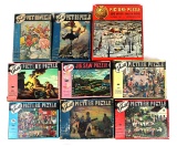 Vintage Puzzle Boxes (9), c.1930's-40s boxes only, some w/great cover art,