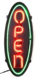 Neon Open Sign, Electric orange/green neon by Fallon, Exc working cond, 28