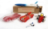 Vintage Toy Race Cars (5), Lindberg Line slot-no motor, 1961 Hawk rubber ba