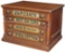 Spool Cabinet, J. & P. Coats' Best Six Cord, narrow 4-drawer ash w/embossed