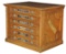 Spool Cabinet, Willimantic Six Cord, oak 6-drawer w/pressed designs & embos