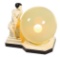 Art Deco Lamp, nude female on pedestal gazing into glass ball, metal w/orig