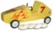 Child's Soap Box Derby Racer, painted wood w/applied flames, includes set o