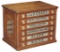 Spool Cabinet, J. & P. Coats' Best Six Cord, walnut 6-drawer w/logo on flat