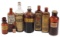 Apothecary Bottles (8), brown w/paper labels, incl Lash's Bitters & Homer's