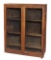 Furniture, bookcase, tiger-stripe oak 2-door w/6 adjustable shelves, VG con