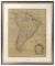 Decorative Art, map of South America, late 18th C., framed & matted, Exc co
