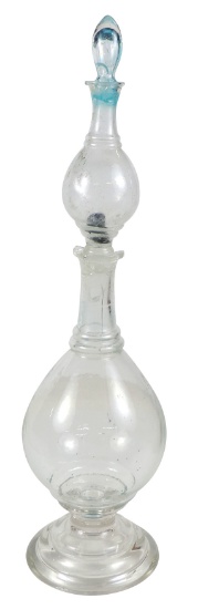 Apothecary Show Jar, 4-part blown glass, pear shape w/socket mount on