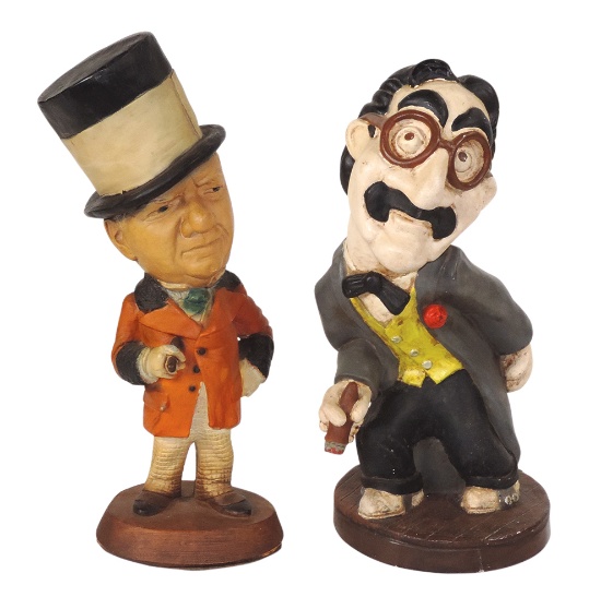 Chalkware Celebrity Figures (2), W.C. Fields & Groucho Marx by Tuscany & Es
