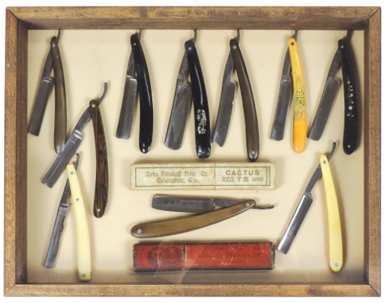 Barber Shop Razor Collection, 10 straight-edge folding razors, incl 1893 Co