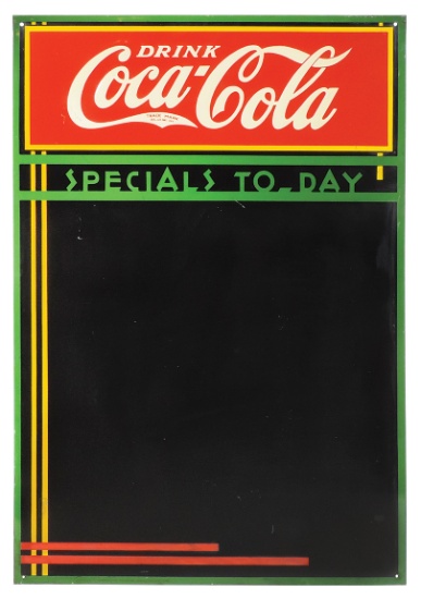 Coca-Cola Menu Board, Drink Coca-Cola Specials Today, c.1934, Deco style em