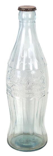 Coca-Cola Christmas Display Bottle, embossed glass w/orig cap, bottle embos
