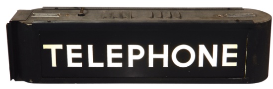 Telephone Sign, "Telephone", double-sided electric lightup, metal w/orig wr