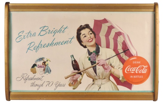 Coca-Cola Sign, Kay Displays framed Winter/Spring, dbl-sided litho on cdbd,