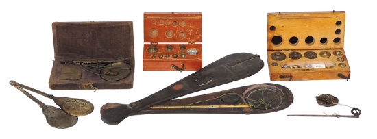 Apothecary Scales & Weights, Opium & Traveling Scales & Weights (5), two 19