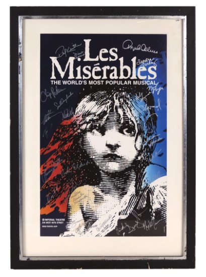Theatrical Les MisÃ©rables Poster, copyright 1986 w/autographs of 27 cast m