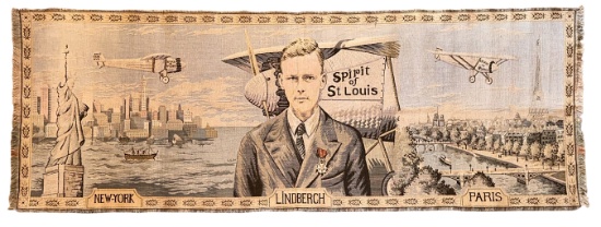 Decorative Lindbergh Spirit of St. Louis Tapestry, celebrating his historic