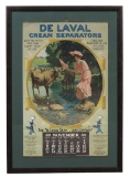 De Laval Separators Calendar, c.1913, litho on paper w/girl & cows illustra