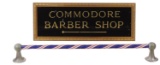 Barber Shop Items (2), reverse painted & gilt glass sign for 