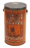 Black Americana Mammy's Coffee Container, 4 lb litho on tin w/label on two