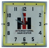 International Harvester Neon Clock, mfgd by Lackner, c.1950, a square back