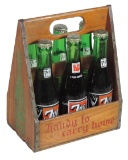 7Up Wooden 6-Pack Carrier, Rare, Handy to Carry Home on front & back & 7up