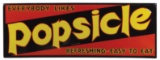 Soda Fountain Popsicle Sign, colorful embossed metal, marked P S Litho in U