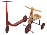 Child's Scooter & Tricycle (2), wood tricycle by Roller & pressed steel sco