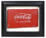 Coca-Cola Embossed Panel, cooler cut-out in shadow box frame, Exc cond, 15