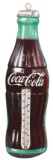 Coca-Cola Thermometer, bottle shaped embossed metal, mfgd by Robertson, Exc