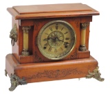 Clock, Victorian Mantle, Seth Thomas fruitwood case w/lion's head handles,