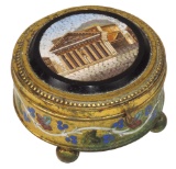 Victorian Micro Mosaic & ChamplevÃ© Enamel Dresser Box, c.1850 w/enameled f