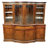 Furniture, china cabinet, French Louis XVI-style, 2-pc kingwood & mahogany,