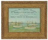 Drug Store  Rodolf's Cream Emulsion w/scene of Am. Battleships, c.1890, lit