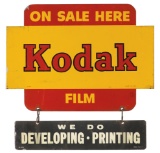Drugstore Kodak Flange Sign, litho on diecut tin for film w/developing-prin