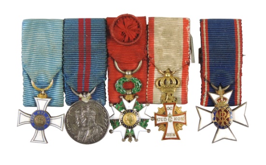 Militaria Miniature Dress Orders/Medals (5), Royal Victorian, Prussian Crow