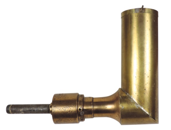 Industrial Steam Whistle, brass w/unique 90 degree angle & internal spinner
