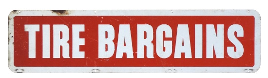Automobilia Tire Sign, Tire Bargains two-sided litho on steel, Good+ cond,