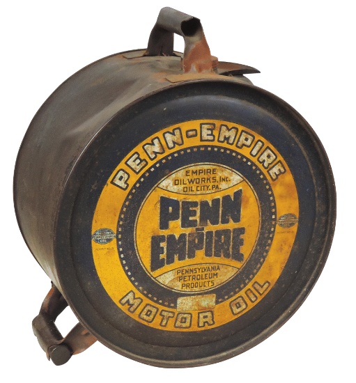 Petroliana Penn-Empire Oil Rocker Can, Rare pressed steel w/two handles & l