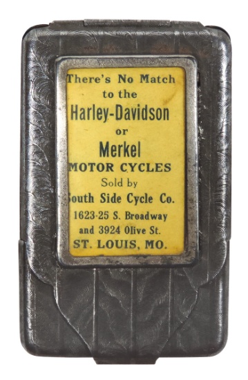 Harley-Davidson & Merkel Motor Cycles Match Safe, "There's No Match to th