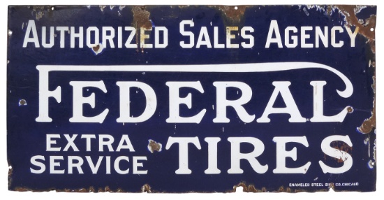 Automobilia Sign, Federal Tires, mfgd by Enameled Steel Sign Co., SSP on st