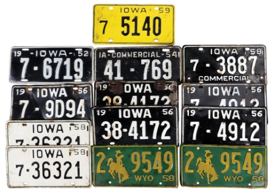 License Plates (31), Iowa, 1950s, incl non-resident & commercial vehicle w/