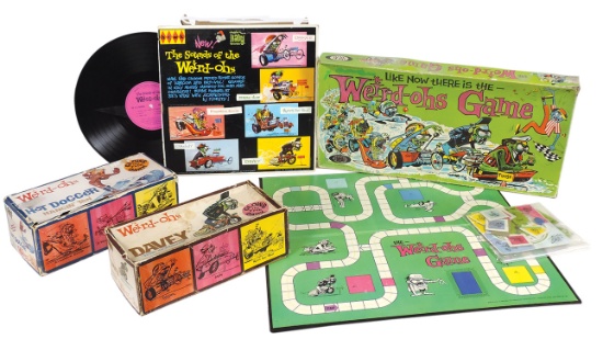 Toy Weird-Ohs (4), Davey & Hot Dogger unassembled kits, Ideal board game &